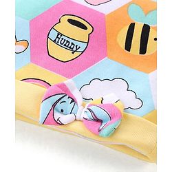 Babyhug Disney 100% Cotton Knit Cap Mitten & Booties With Winnie the Pooh Graphics - Blue