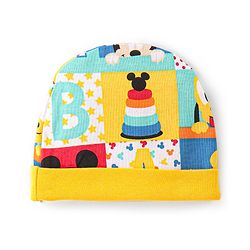 Babyhug Disney  Cap Mitten & Booties With Mickey Mouse All Over Print- Yellow