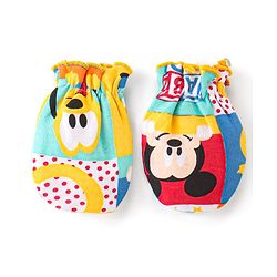 Babyhug Disney  Cap Mitten & Booties With Mickey Mouse All Over Print- Yellow