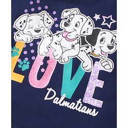 Babyhug Disney Single Jersey Knit Half Sleeves Shorts Night Suit with 101 Dalmatian Graphics - Navy Blue & Pink