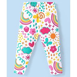 Babyhug Cotton Knit Full Length Leggings Floral & Heart Print Pack of 3  - Multicolour