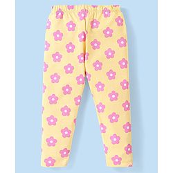 Babyhug Cotton Knit Full Length Leggings Floral & Heart Print Pack of 3  - Multicolour