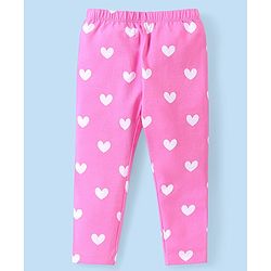 Babyhug Cotton Knit Full Length Leggings Floral & Heart Print Pack of 3  - Multicolour