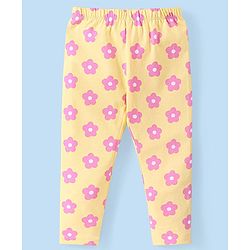 Babyhug Cotton Knit Full Length Leggings Floral & Heart Print Pack of 3  - Multicolour