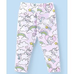 Babyhug Cotton Knit Full Length Leggings with Star &  Unicorn Print Pack of 3 - Multicolour