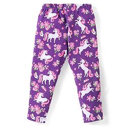 Babyhug Cotton Knit Full Length Leggings with Polka Dots & Unicorn Print Pack of 3 - Multicolour