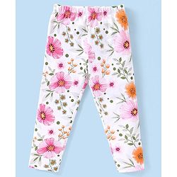 Babyhug Cotton Lycra Knit Full Length Leggings with Floral & Polka Dot Print Pack of  2 - Multicolour