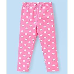 Babyhug Cotton Lycra Knit Full Length Leggings with Floral & Polka Dot Print Pack of  2 - Multicolour