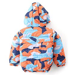 Babyhug Full Sleeves Hooded & Padded Jacket Camouflage Print - Orange