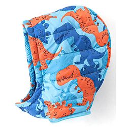 Babyhug Full Sleeves Hooded Jacket with Dino Print - Blue