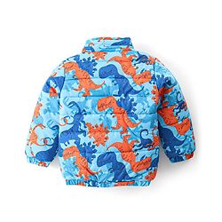 Babyhug Full Sleeves Hooded Jacket with Dino Print - Blue
