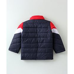 Babyhug Woven Full Sleeves Jacket with Removable Hoods - Red & Navy