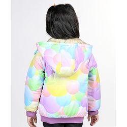 Babyhug Woven Full Sleeves Jacket with Removable Hood & Circle Print - Multicolour