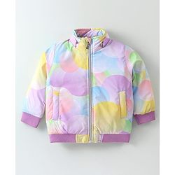 Babyhug Woven Full Sleeves Jacket with Removable Hood & Circle Print - Multicolour