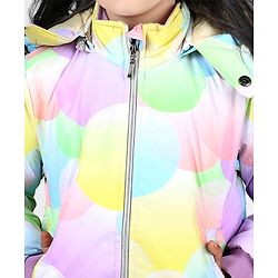 Babyhug Woven Full Sleeves Jacket with Removable Hood & Circle Print - Multicolour