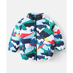 Babyhug Full Sleeves Jacket with Removable Hood &  Abstract Print - Multicolour