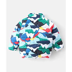 Babyhug Full Sleeves Jacket with Removable Hood &  Abstract Print - Multicolour