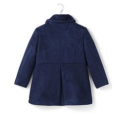 Babyhug Woven Full Sleeves Solid Colour Winter Overcoat With Bow Applique - Navy Blue