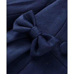 Babyhug Woven Full Sleeves Solid Colour Winter Overcoat With Bow Applique - Navy Blue