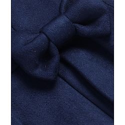 Babyhug Woven Full Sleeves Solid Colour Winter Overcoat With Bow Applique - Navy Blue