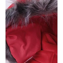 Babyhug Woven Full Sleeves Solid Padded Hooded Jacket - Red