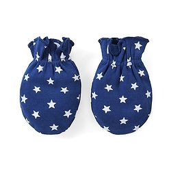 Babyhug 100% Cotton Mittens & Booties Set Star Print - Navy Blue