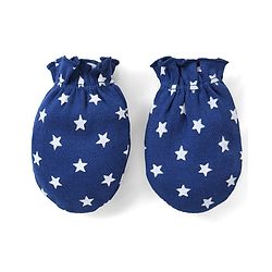 Babyhug 100% Cotton Mittens & Booties Set Star Print - Navy Blue