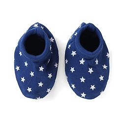 Babyhug 100% Cotton Mittens & Booties Set Star Print - Navy Blue