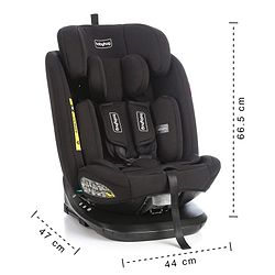 Babyhug Convertible 2 in 1 Car Seat with Isofix & Non Isofix, 360° Rotating - Black| R129 Certified| i-Size Compliant|Rear & Forward Facing| Newborn to 12 Years|Reclining Seat|Side Impact Protection