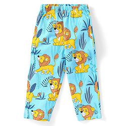 Babyhug Single Jersey Knit  Half Sleeves Night Suit with Lion Print - Blue