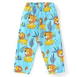 Babyhug Single Jersey Knit  Half Sleeves Night Suit with Lion Print - Blue