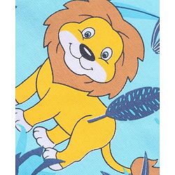 Babyhug Single Jersey Knit  Half Sleeves Night Suit with Lion Print - Blue