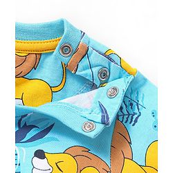 Babyhug Single Jersey Knit  Half Sleeves Night Suit with Lion Print - Blue