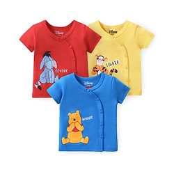 Babyhug Disney Cotton Knit Half Sleeves Jhabla with Winnie The Pooh Graphics Pack of 3 - Multicolour
