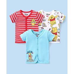 Babyhug Disney Single Jersey Knit Half Sleeves with Striped & Winnie the Pooh Print Pack of 3 - Multicolour