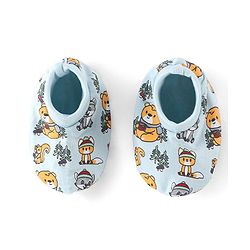 Babyhug 100% Cotton Mittens & Booties Set Animal Print - Blue