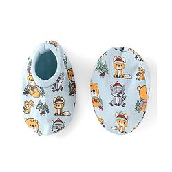 Babyhug 100% Cotton Mittens & Booties Set Animal Print - Blue