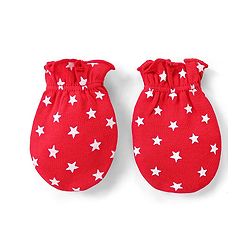 Babyhug 100% Cotton Cap Mittens & Booties Set Star Print - Red