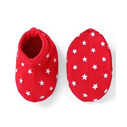 Babyhug 100% Cotton Cap Mittens & Booties Set Star Print - Red