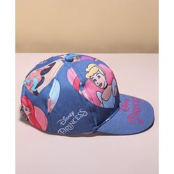 Babyhug Disney  Summer Cap With Disney PrincessPrint - Navy Blue