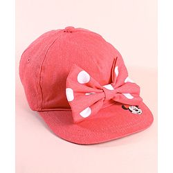 Babyhug Disney  Summer Cap With Minnie Mouse Graphics & Bow Applique - Red