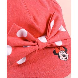 Babyhug Disney  Summer Cap With Minnie Mouse Graphics & Bow Applique - Red