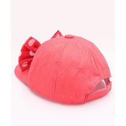 Babyhug Disney  Summer Cap With Minnie Mouse Graphics & Bow Applique - Red