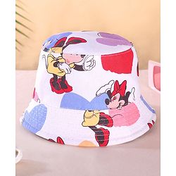 Babyhug Disney Summer Cap With Minnie Mouse All Over Print - White