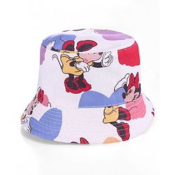 Babyhug Disney Summer Cap With Minnie Mouse All Over Print - White