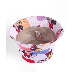 Babyhug Disney Summer Cap With Minnie Mouse All Over Print - White