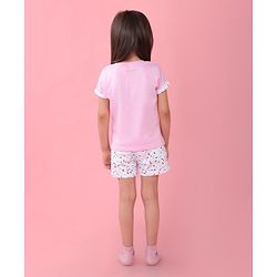 Babyhug Single Jersey Half Sleeves Shorts Night Suit Ice Cream Print - Pink