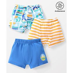 Babyhug 100% Cotton Knit Antibacterial Trunk Striped & Boat Print Pack Of 3 - Multicolor