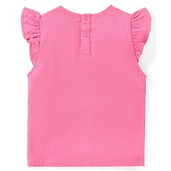Babyhug Disney Cotton Frill Sleeves Top With Disney Princess Graphics - Pink