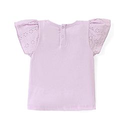 Babyhug Disney Cotton Top With Schiffli Sleeves Aristocats Marie Graphics - Lavender